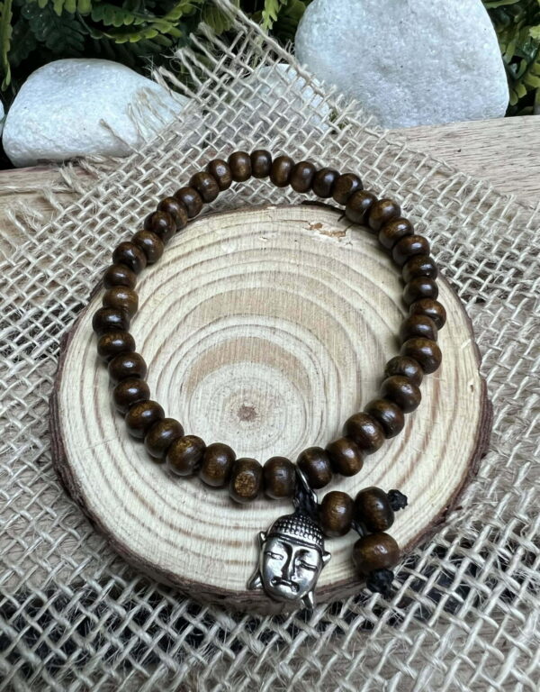 Pulseira Buda em Madeira Marrom Escuro - Imagem 2